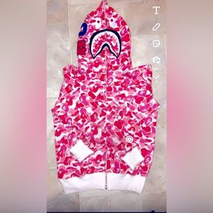 Pink Full Zip Bape Hoodie